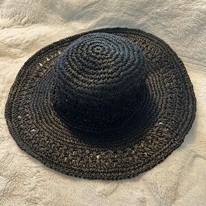Time and Tru Black Crochet Sun Hat